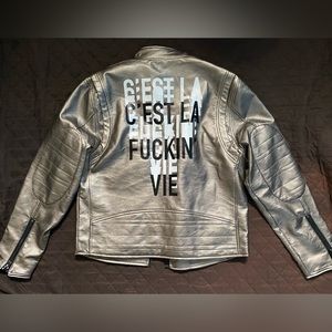 Men's Create 2mrw Silver Leather Jacket (Size XL)